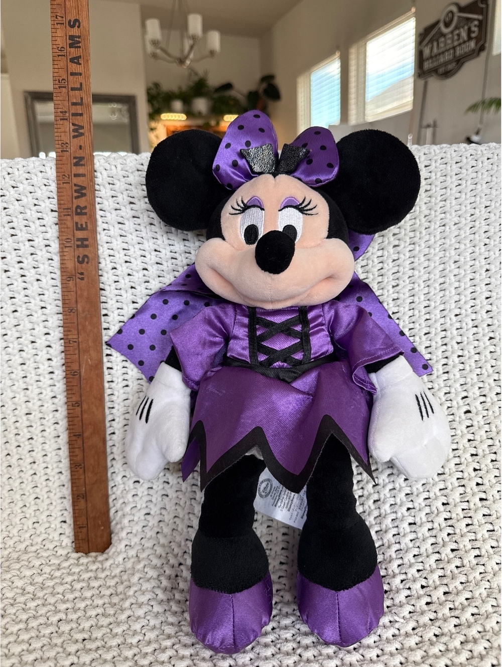 Disney Store Authentic Minnie Mouse Plush Doll in Purple Halloween Costume